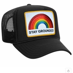 Aviator Nation Black Trucker Hat with Rainbow Patch